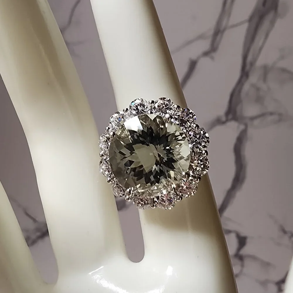 925 Silver light green stone Ring
